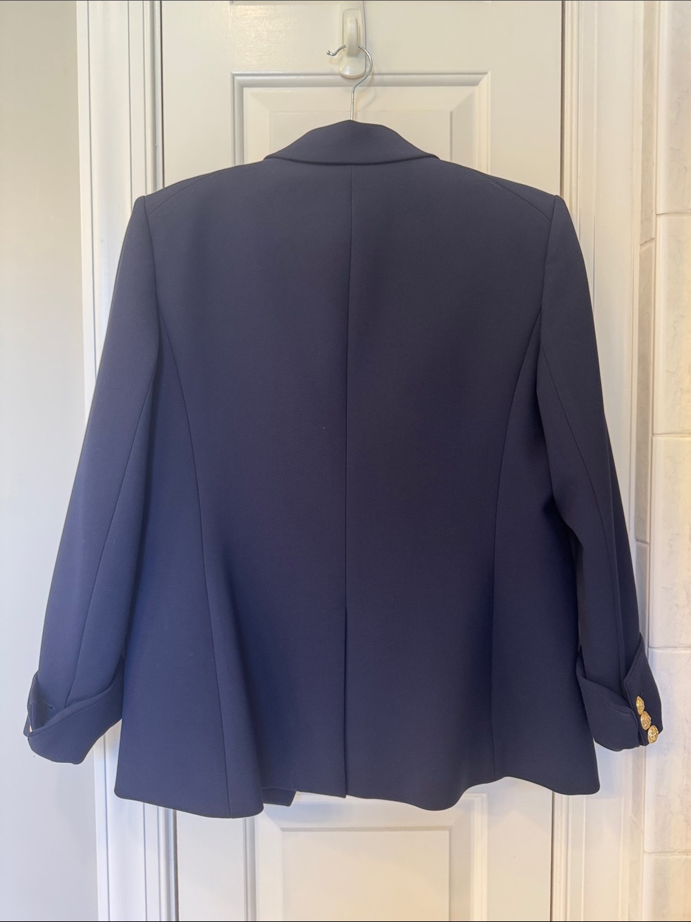 Veronica Beard Miller Dickey Jacket Navy Double-Breasted Blazer w Gold Buttons - Picture 3 of 9